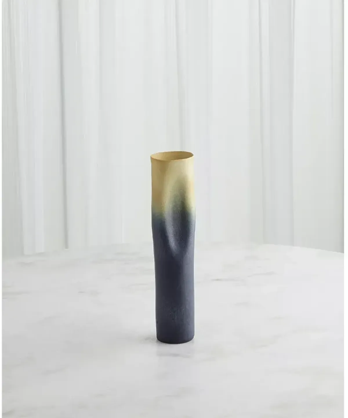 Global Views Indent Skinny Gray and Yellow Vase