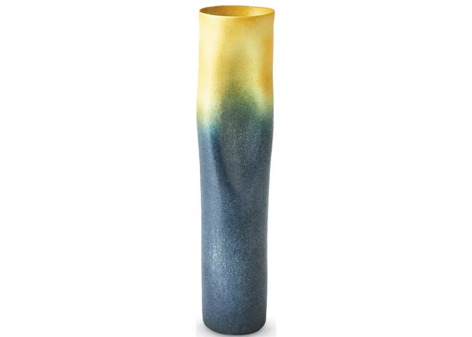 Global Views Indent Skinny Gray and Yellow Vase