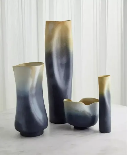 Global Views Indent Large Gray and Yellow Vase 