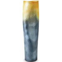 Global Views Indent Large Gray and Yellow Vase 