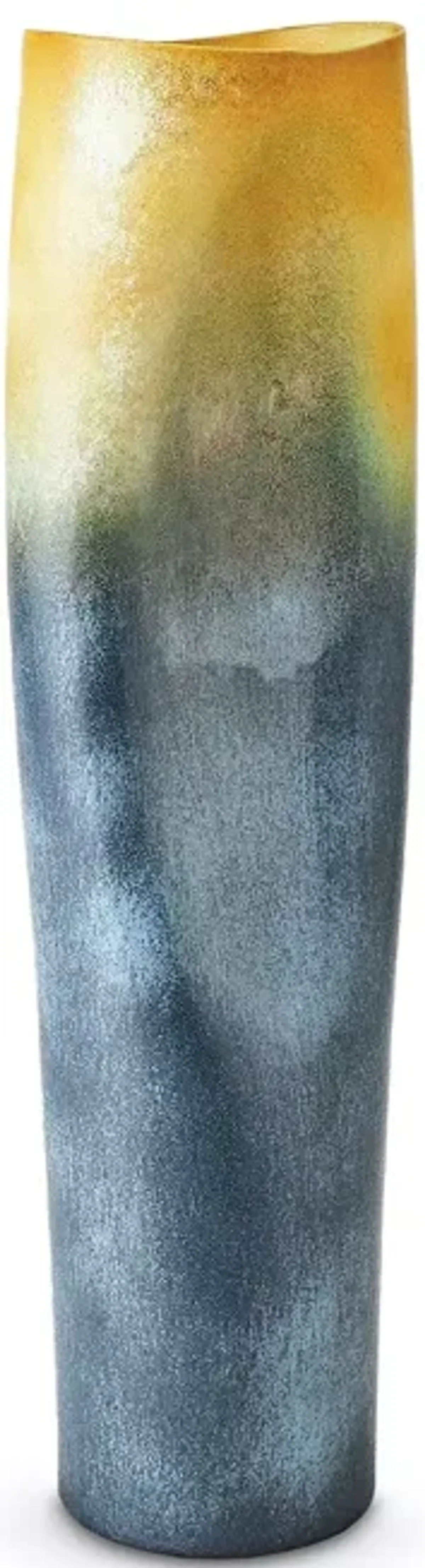 Global Views Indent Large Gray and Yellow Vase 