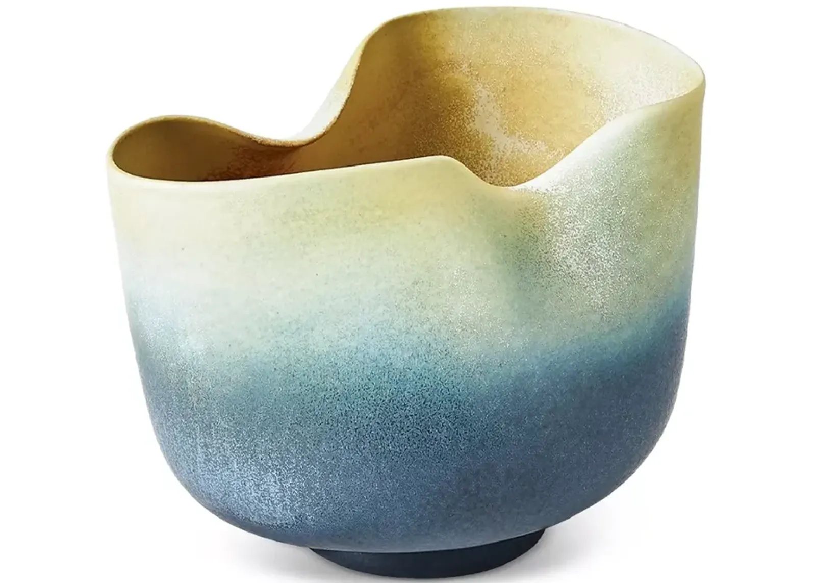 Global Views Indent Gray and Yellow Bowl