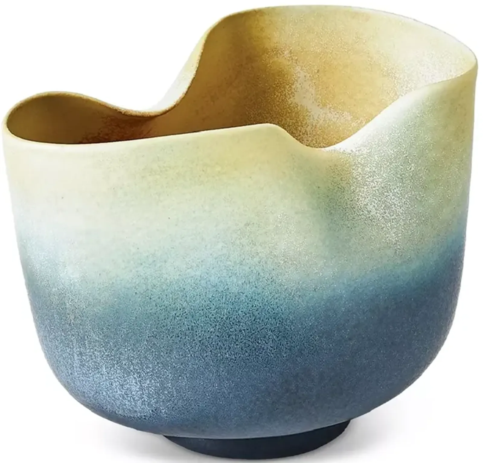 Global Views Indent Gray and Yellow Bowl