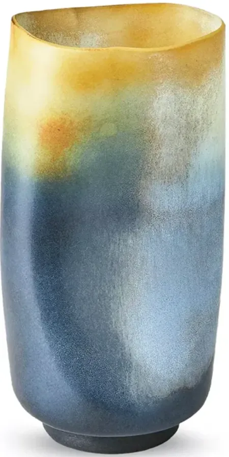 Global Views Indent Small Gray and Yellow Vase