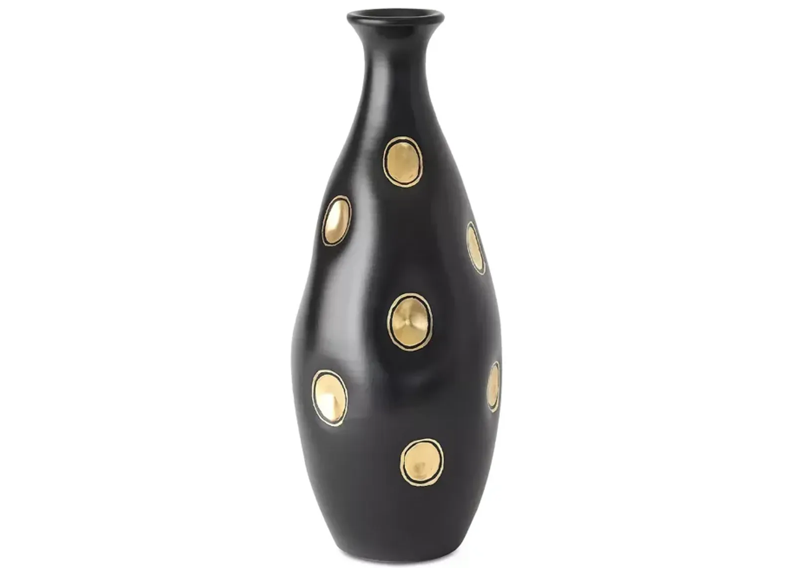 Global Views Dimples Vase in Black, Bulbous