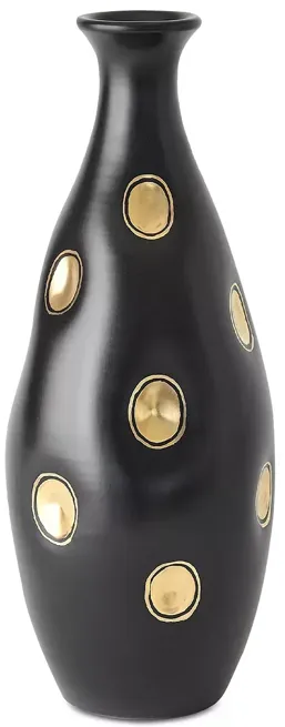 Global Views Dimples Vase in Black, Bulbous