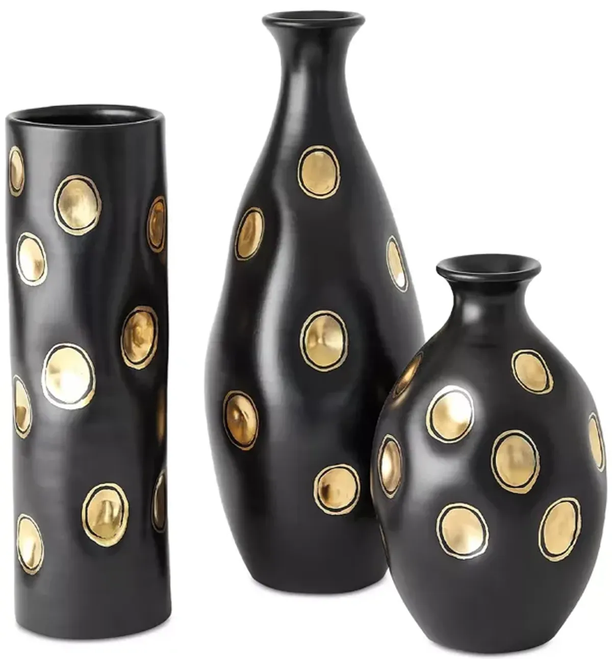 Global Views Dimples Vase in Black, Cylinder