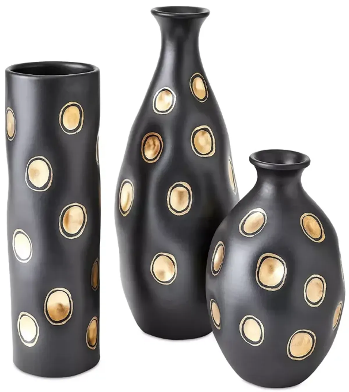 Global Views Dimples Vase in Black, Cylinder