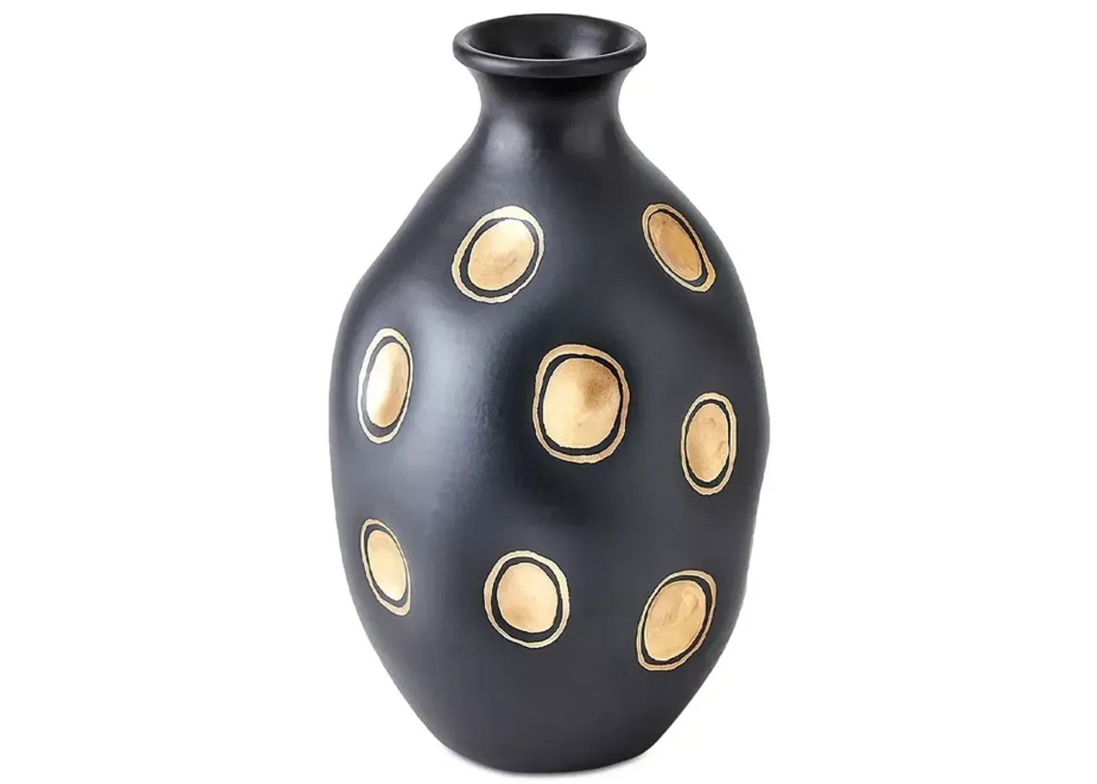 Global Views Round Dimples Vase, Black