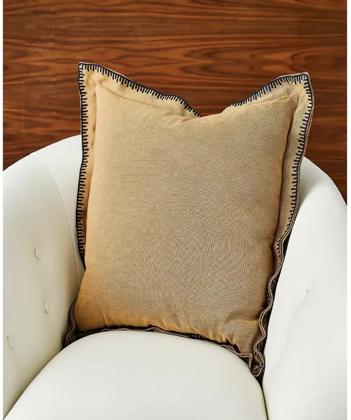 Global Views Stitched Gold Tone Throw Pillow, 23" x 23"