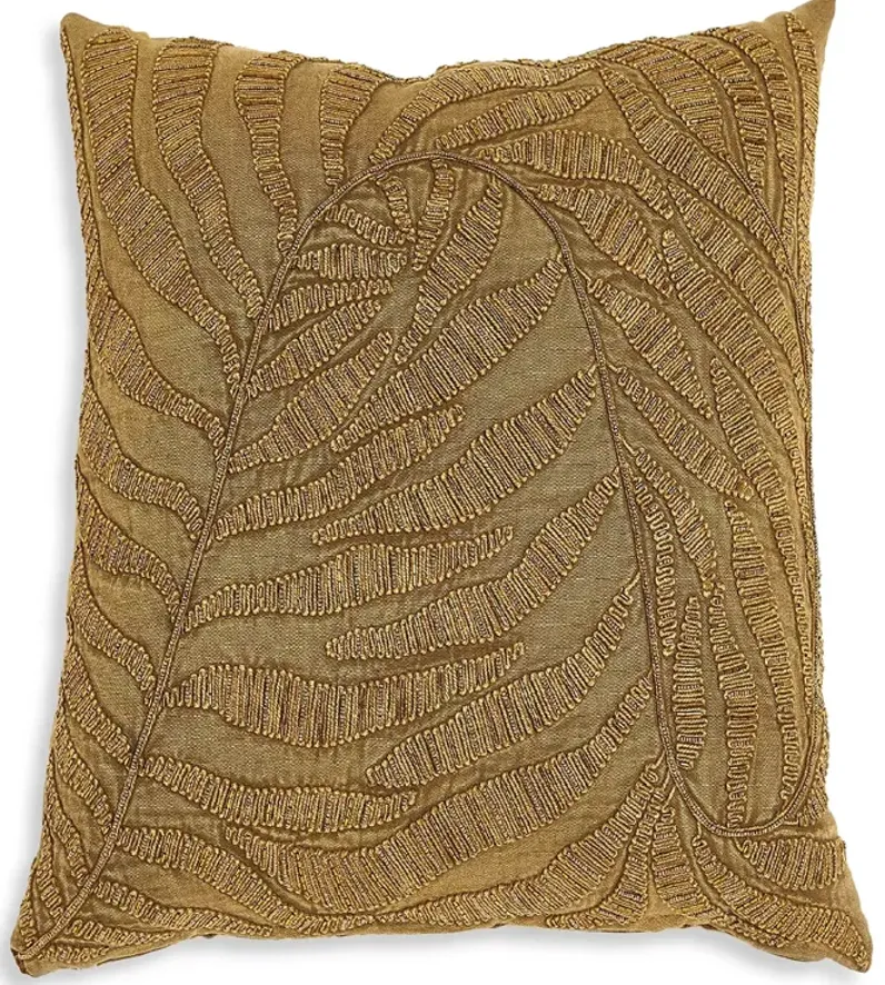 Global Views Beaded Palm Leaf Gold Tone Throw Pillow, 20" x 20"