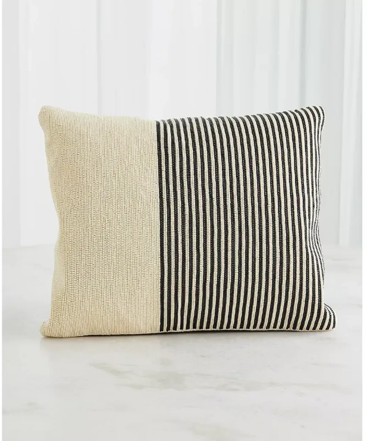 Global Views Striped Beaded Lumbar Pillow