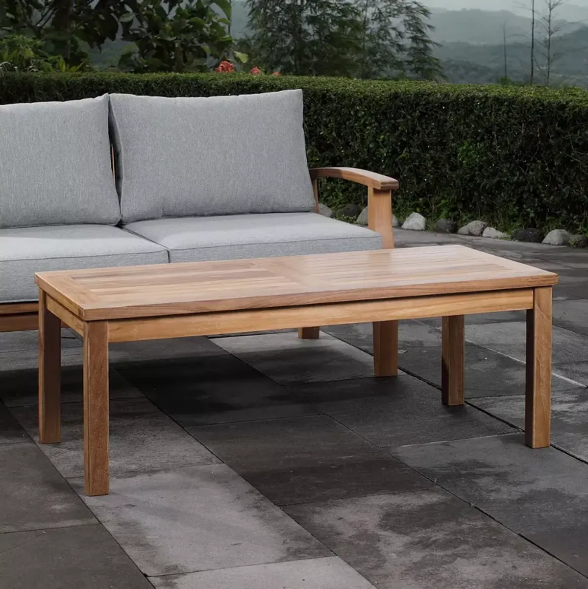 Modway Marina Outdoor Patio Teak Rectanglular Coffee Table