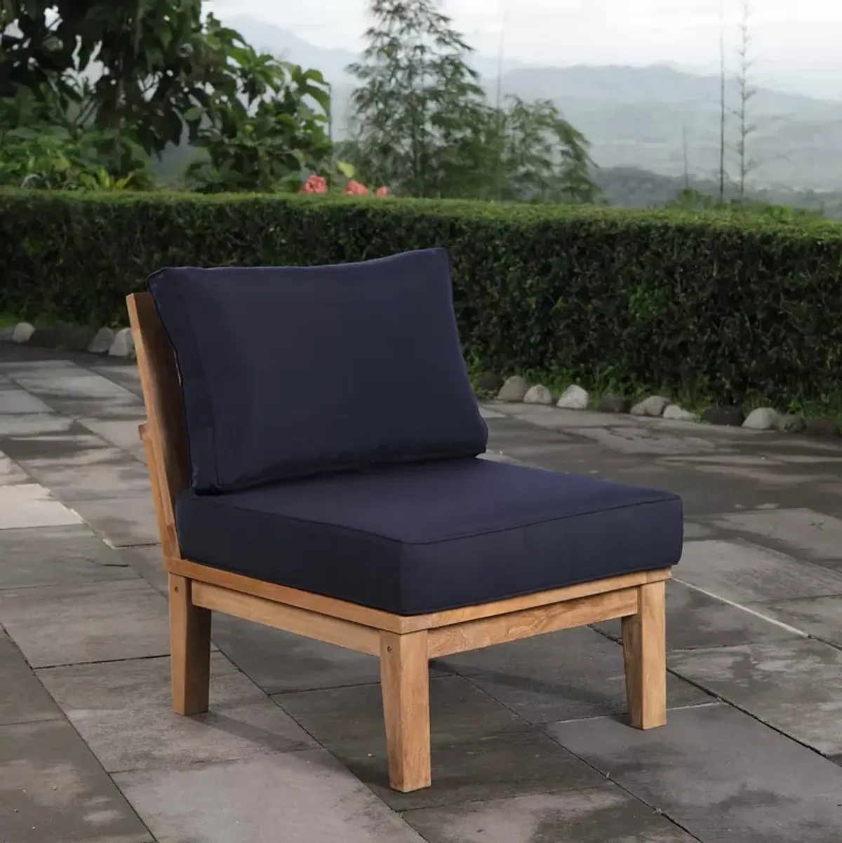 Modway Marina Outdoor Patio Teak Armless Chair