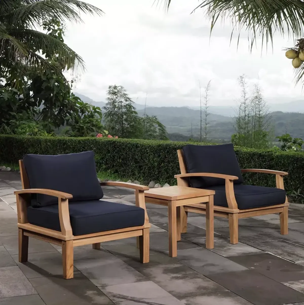 Modway Marina 3 Piece Outdoor Patio Teak Set