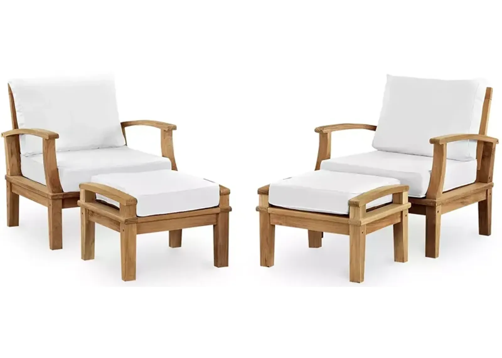 Modway Marina 4 Piece Outdoor Patio Teak Armchair and Ottoman Set