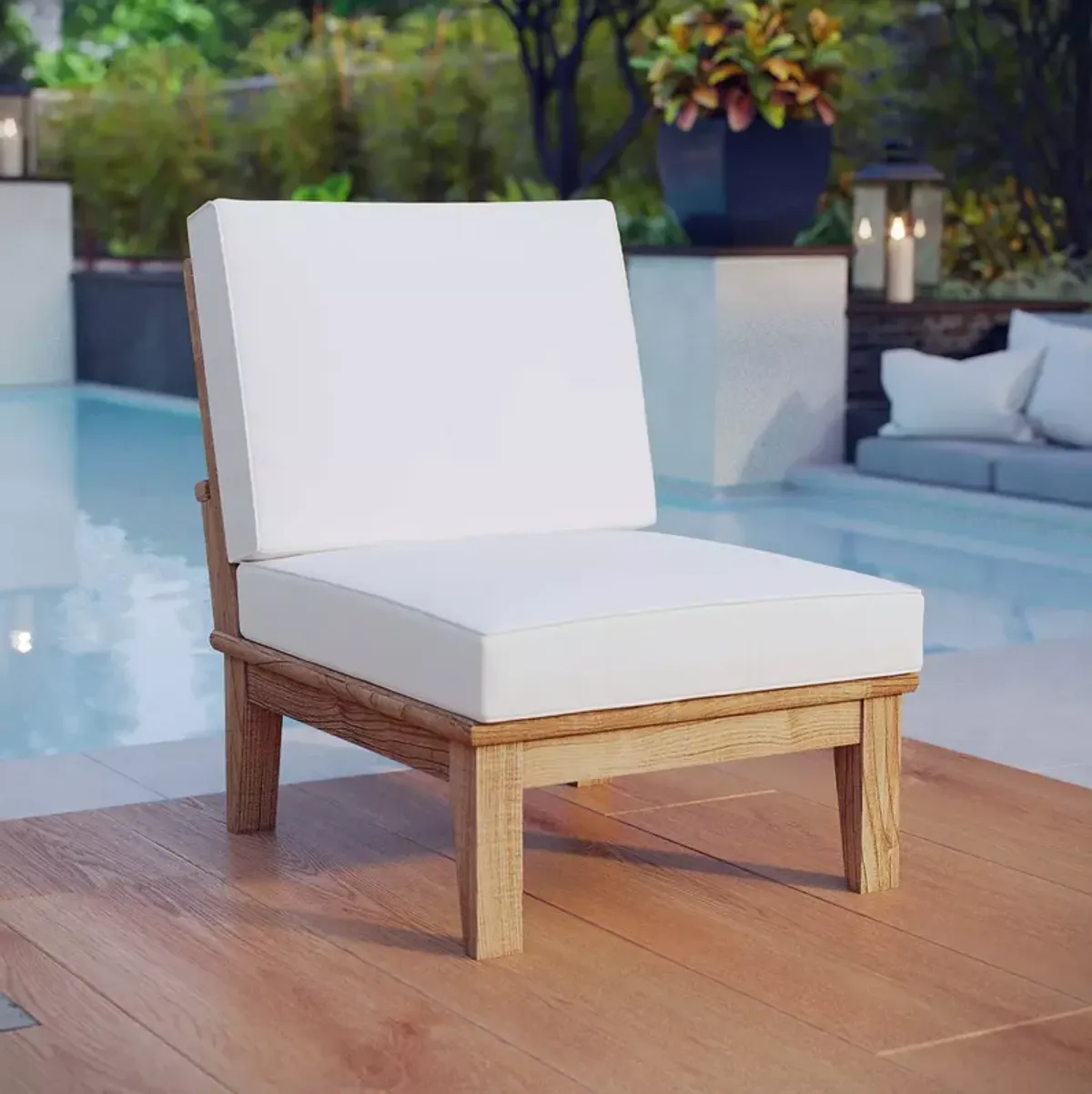 Modway Marina Outdoor Patio Teak Armless Chair