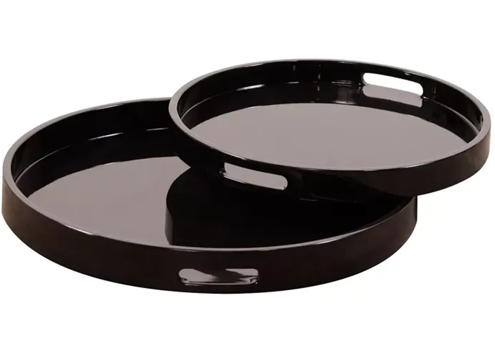 Howard Elliott Lacquer Round Wood Tray Set 