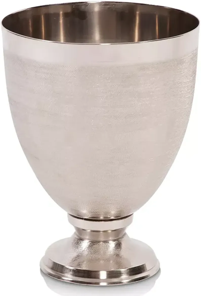 Howard Elliott Textured Silver Metal Large Goblet Vase