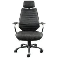 Executive Swivel Office Chair Onyx Black Leather