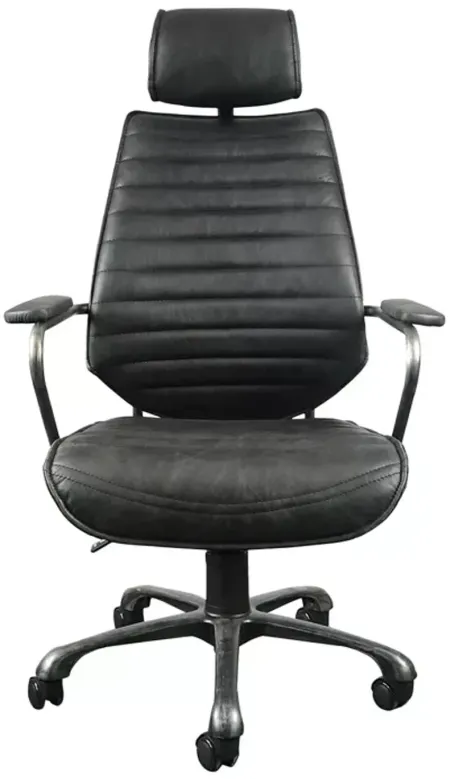 Executive Swivel Office Chair Onyx Black Leather