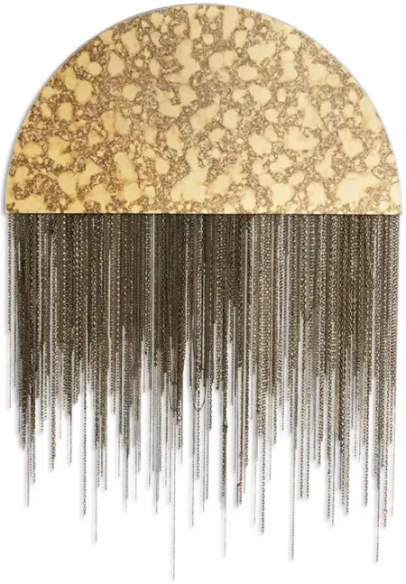 Candice Luter Aria Solo Half Circle Mirror with Brass Chain Fringe