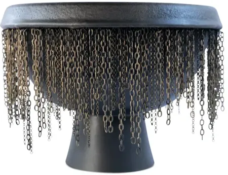 Candice Luter Short Ceramic Decorative Bowl with Brass Chain Fringe