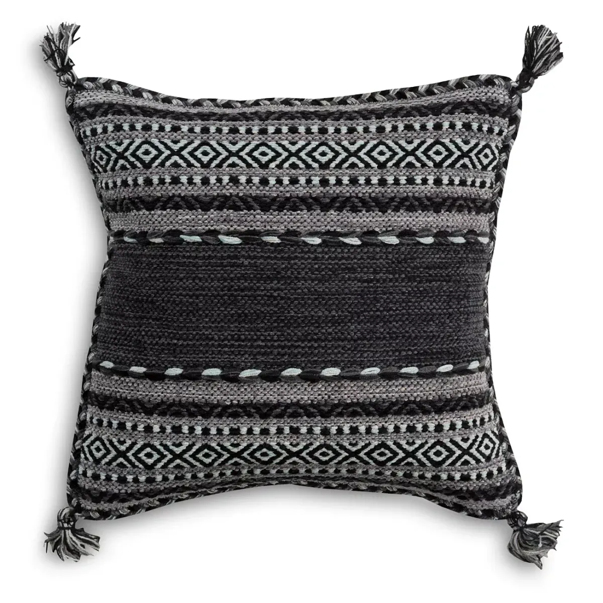 Surya Trenza Black Throw Pillow, 18" x 18"