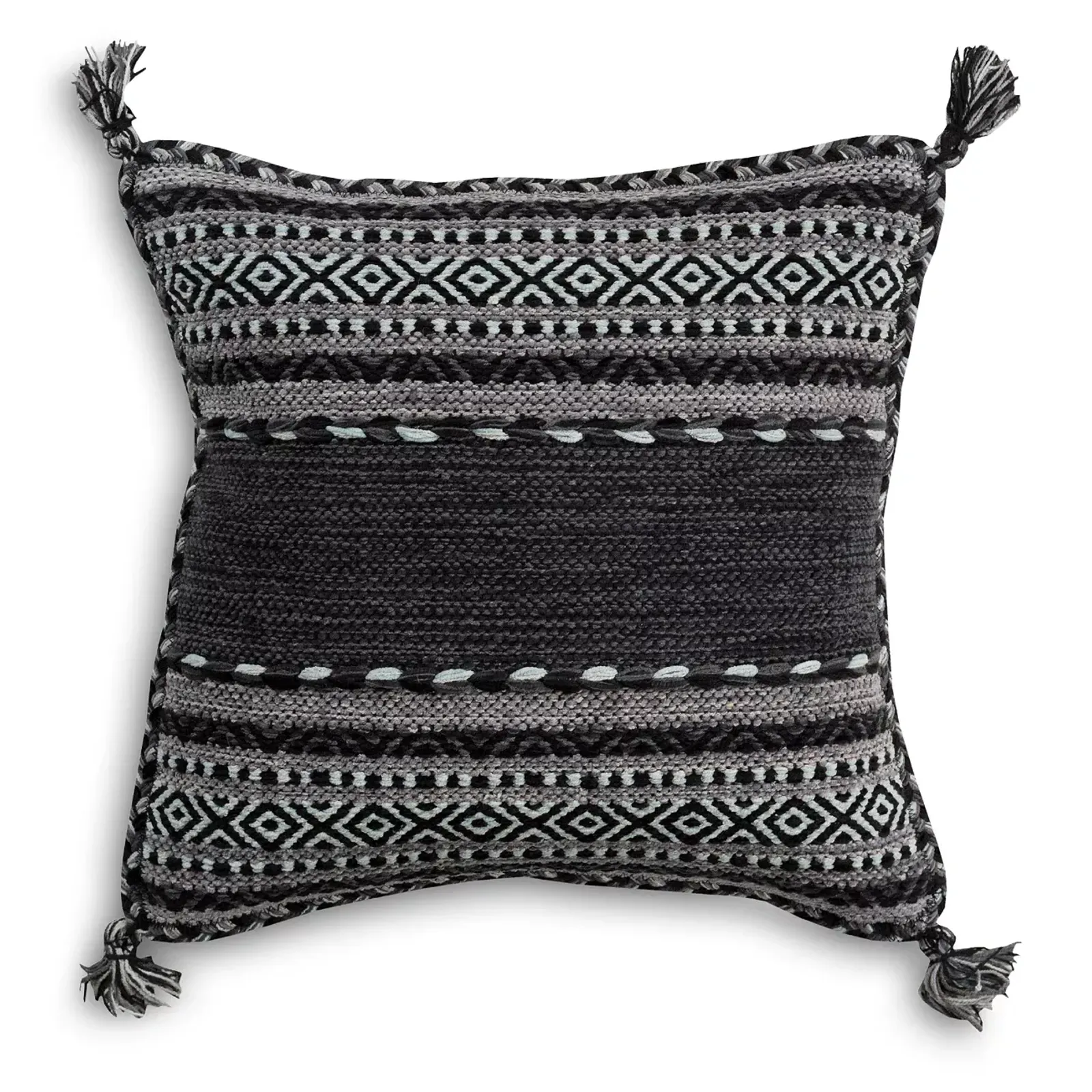 Surya Trenza Black Throw Pillow, 22" x 22"