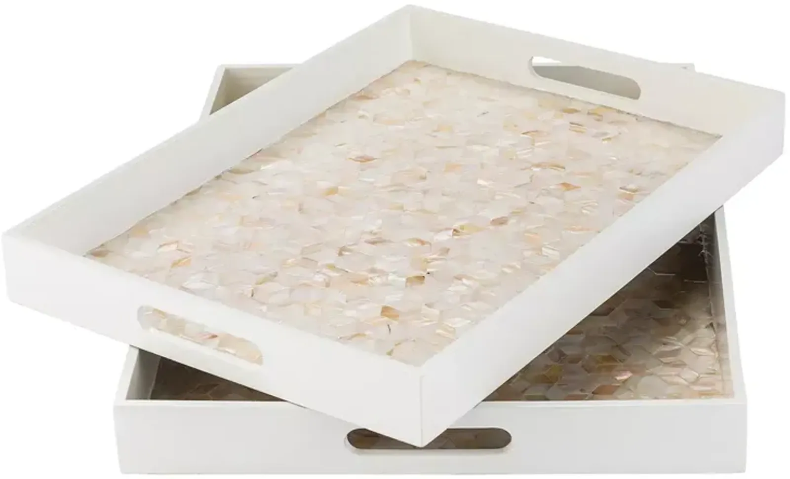 Surya Alessandra Mother of Pearl Base Tray, Set of 2