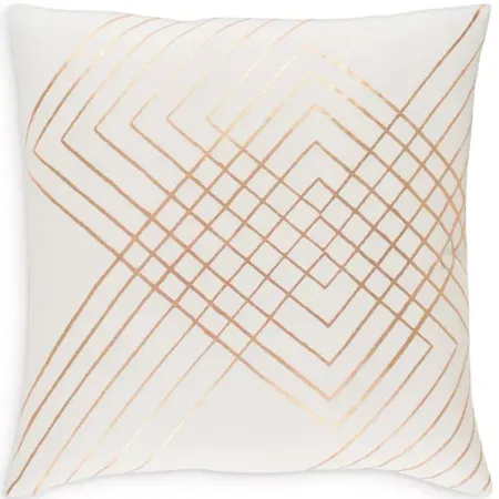 Surya Crescent Metallic Diamond Print Pillow, 18" x 18"