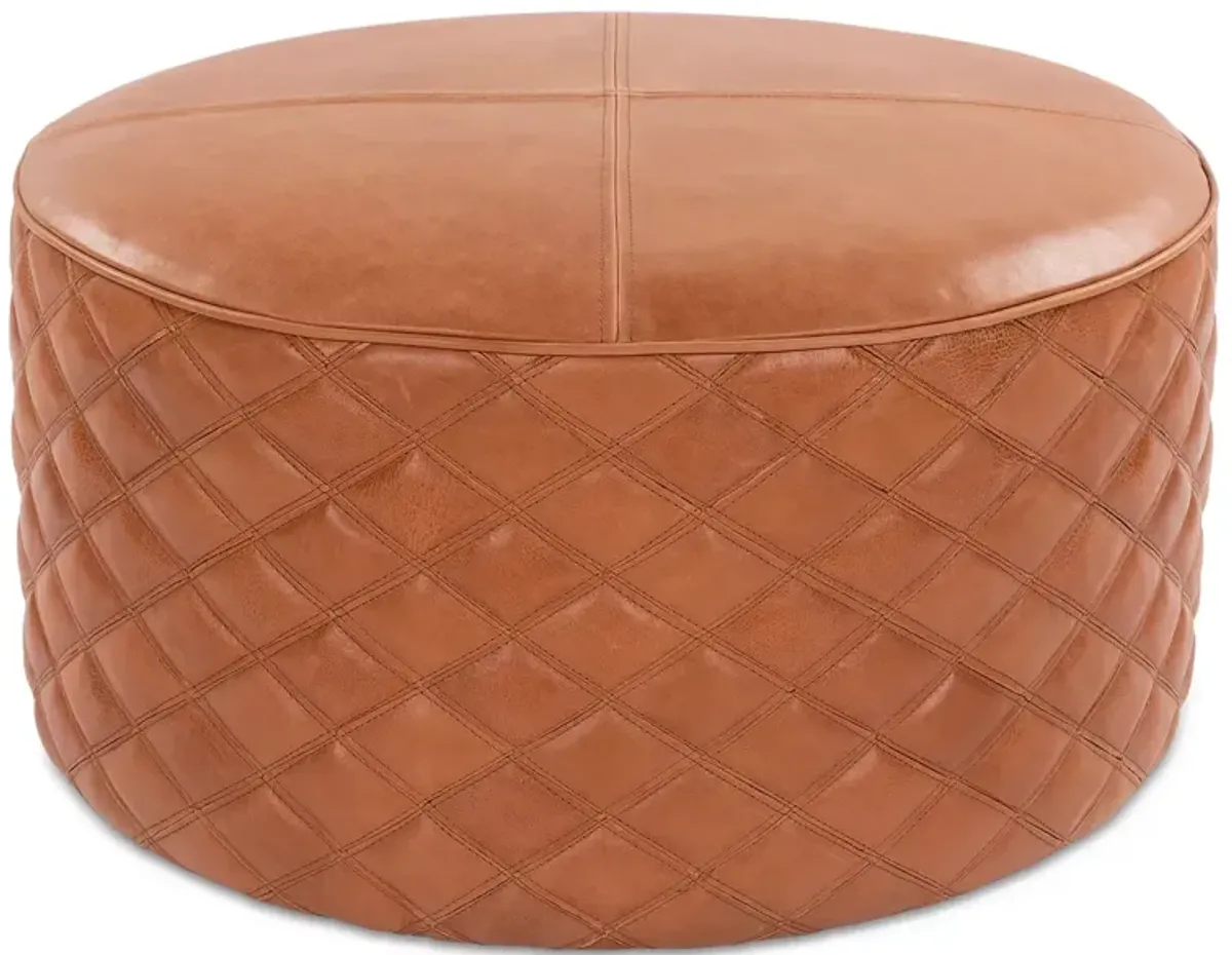 Surya Lance Leather Pouf