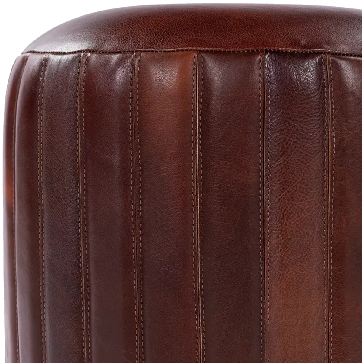 Surya Langdon Leather Pouf