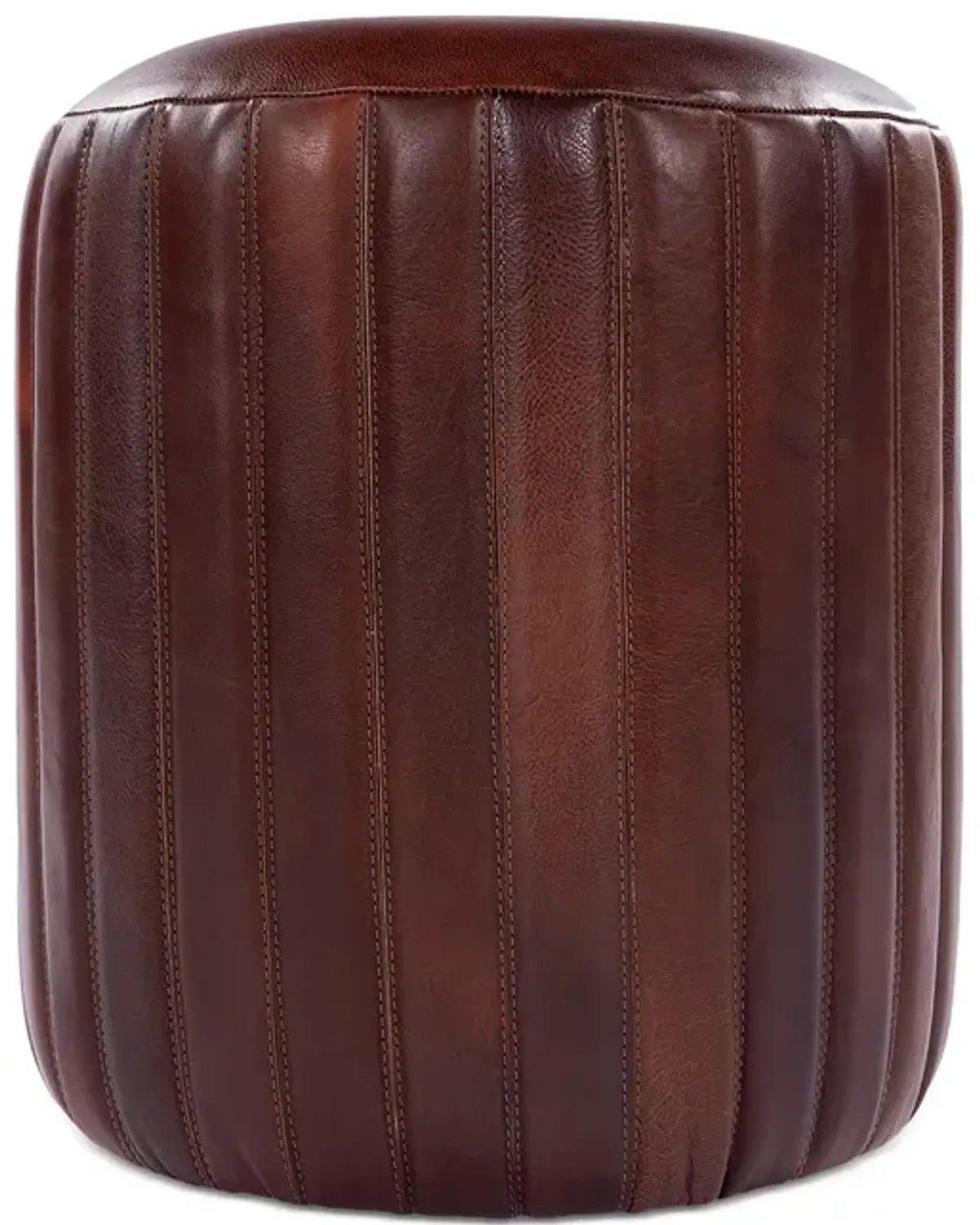 Surya Langdon Leather Pouf