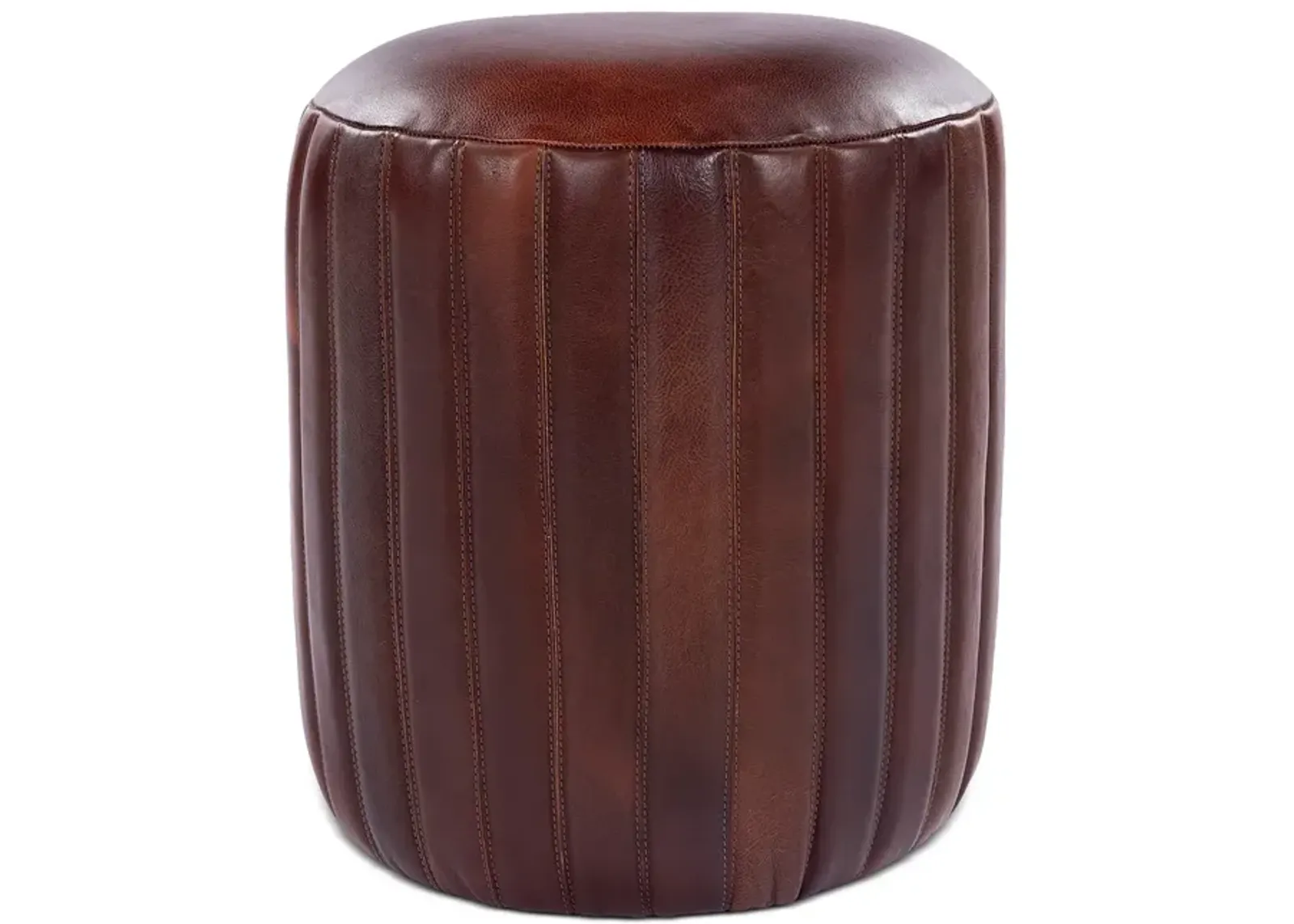 Surya Langdon Leather Pouf