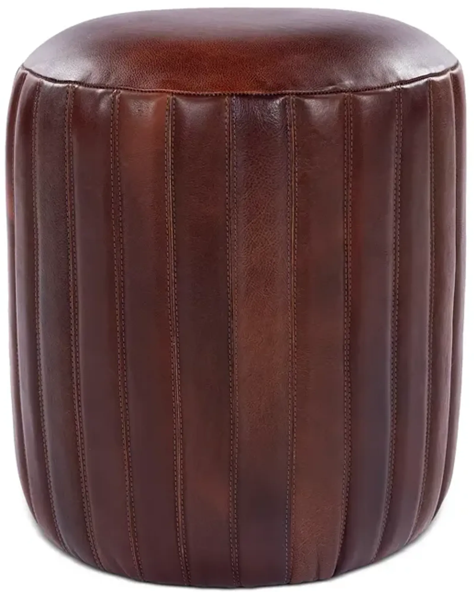 Surya Langdon Leather Pouf