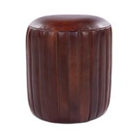 Surya Langdon Leather Pouf