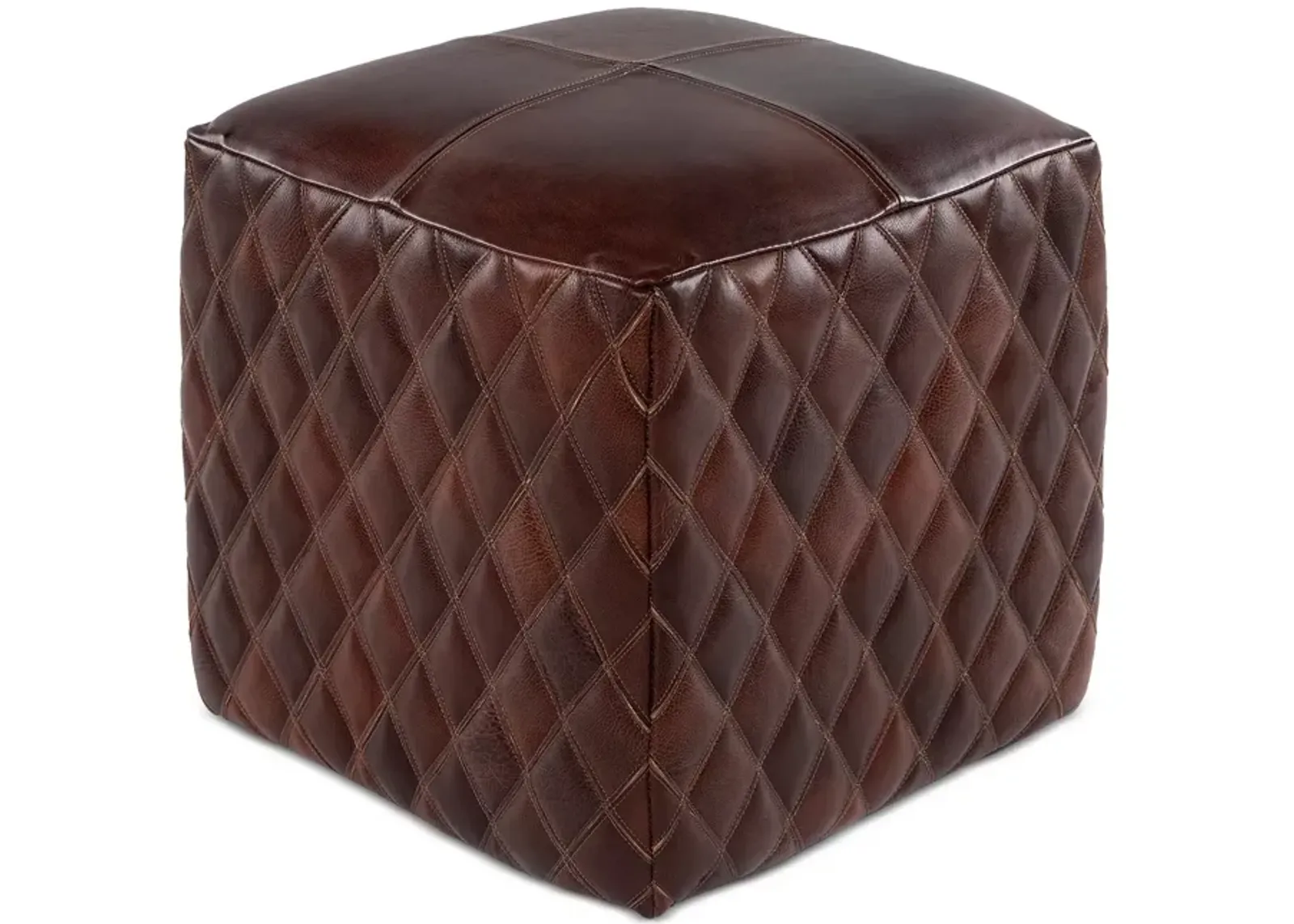 Surya Leonardo Leather Pouf