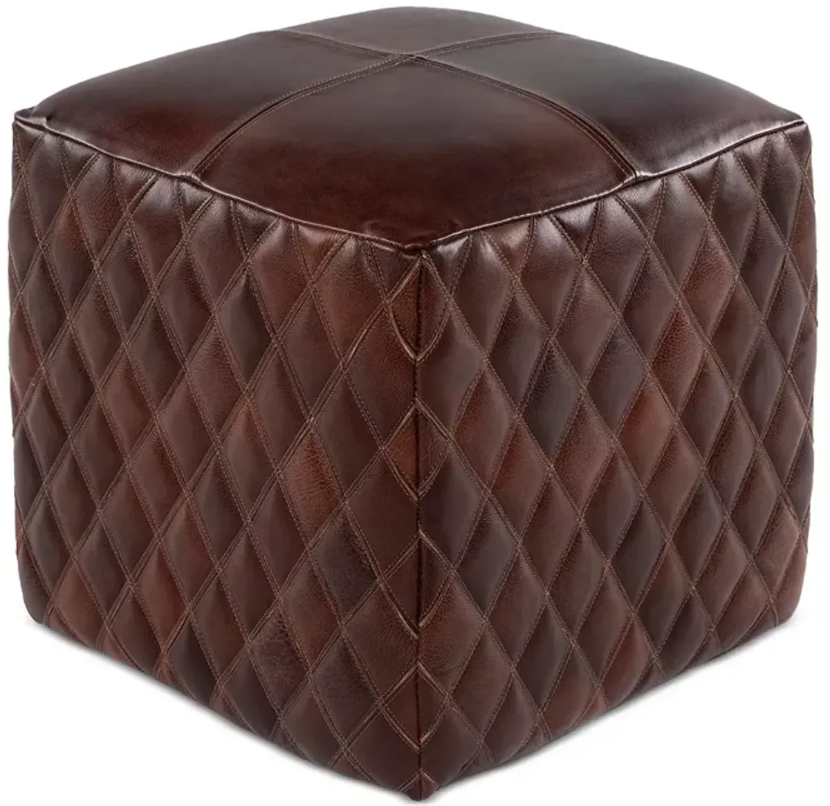 Surya Leonardo Leather Pouf