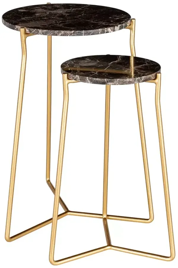 Surya Suave Black Top Nesting Tables, Set of 2