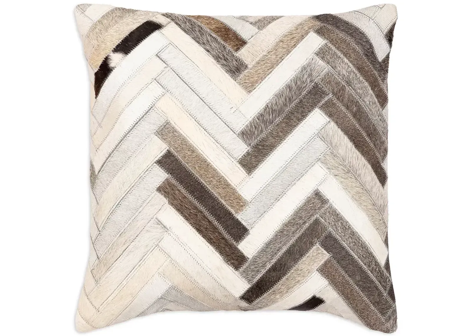 Surya Zander Chevron Cow Hide Decorative Pillow, 20" x 20"