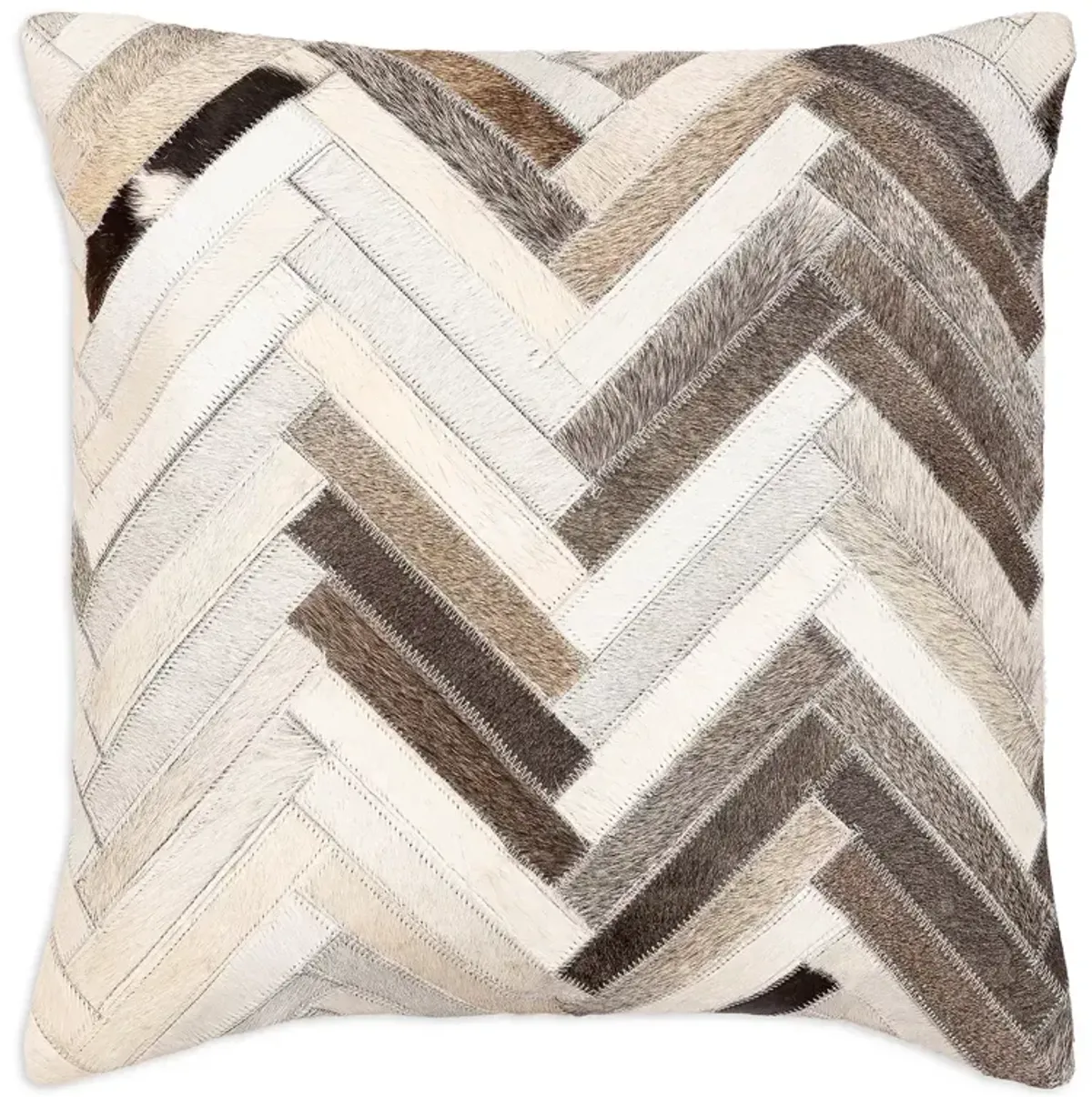 Surya Zander Chevron Cow Hide Decorative Pillow, 20" x 20"