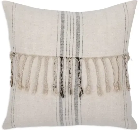 Surya Linen Stripe Embellished Decorative Pillow, 20" x 20"