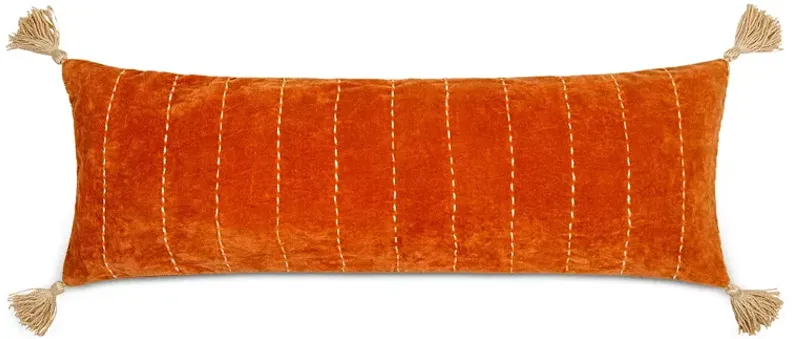 Surya Velvet Kantha Decorative Pillow, 13" x 36"
