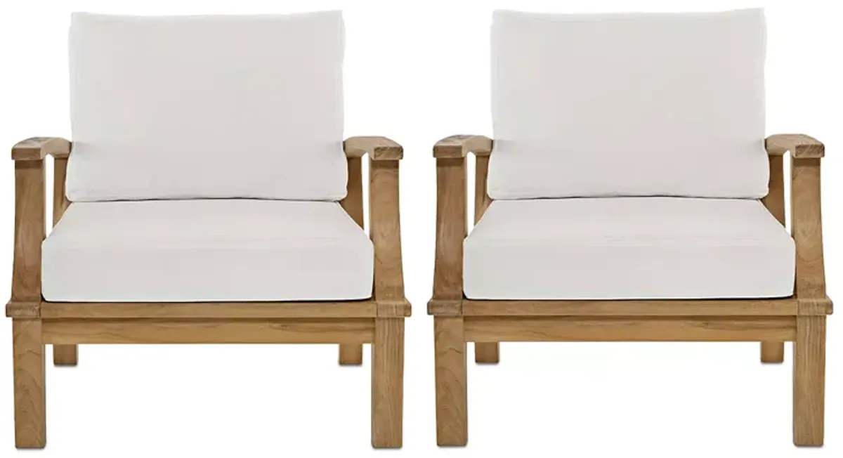 Marina 2 Piece Outdoor Patio Teak Armchair Set