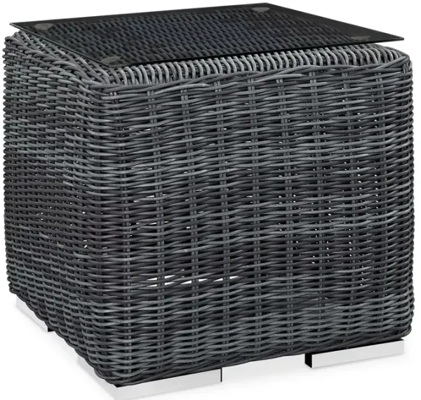 Summon Outdoor Patio Glass Top Side Table