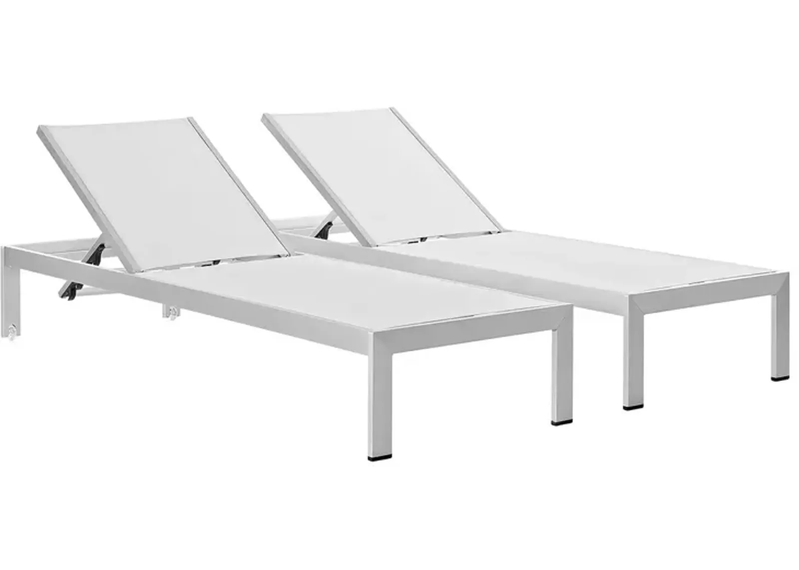 Modway Shore Chaise Outdoor Patio Aluminum Lounges, Set of 2