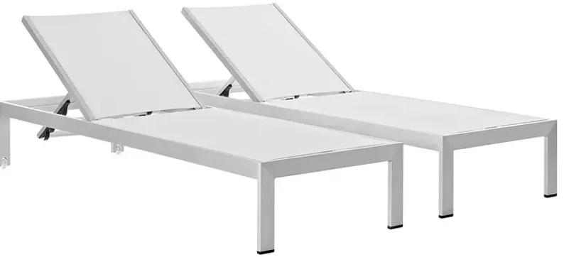 Modway Shore Chaise Outdoor Patio Aluminum Lounges, Set of 2