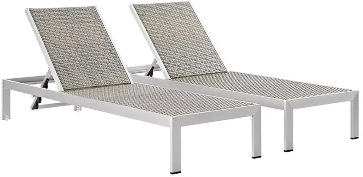 Modway Shore Outdoor Aluminum Patio Chaise, Set of 2