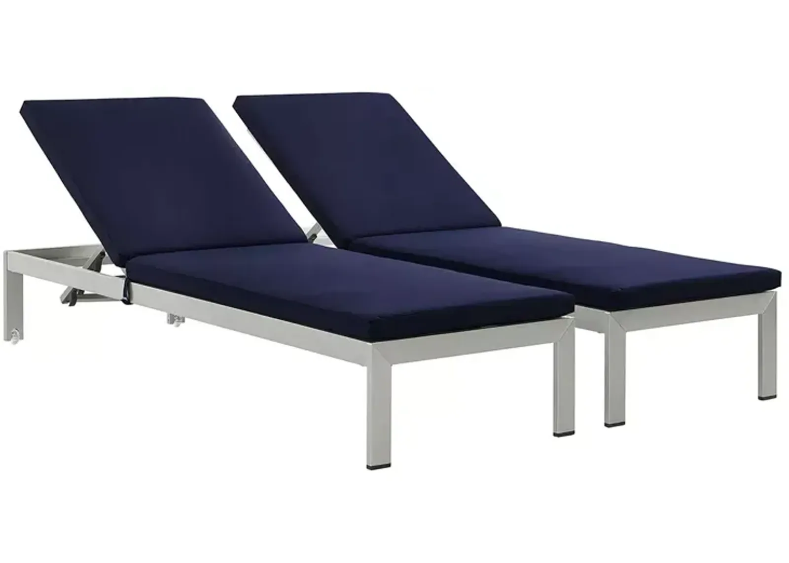 Modway Shore Outdoor Patio Aluminum Chaise with Cushions, Set of 2